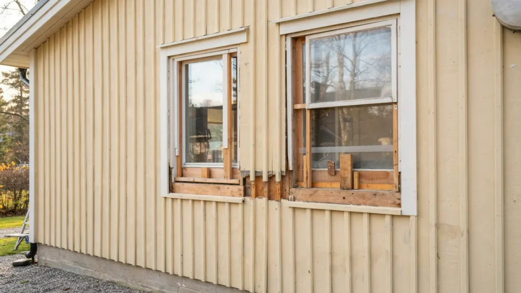 renovering av rutten tr fasad under f nster i vendels